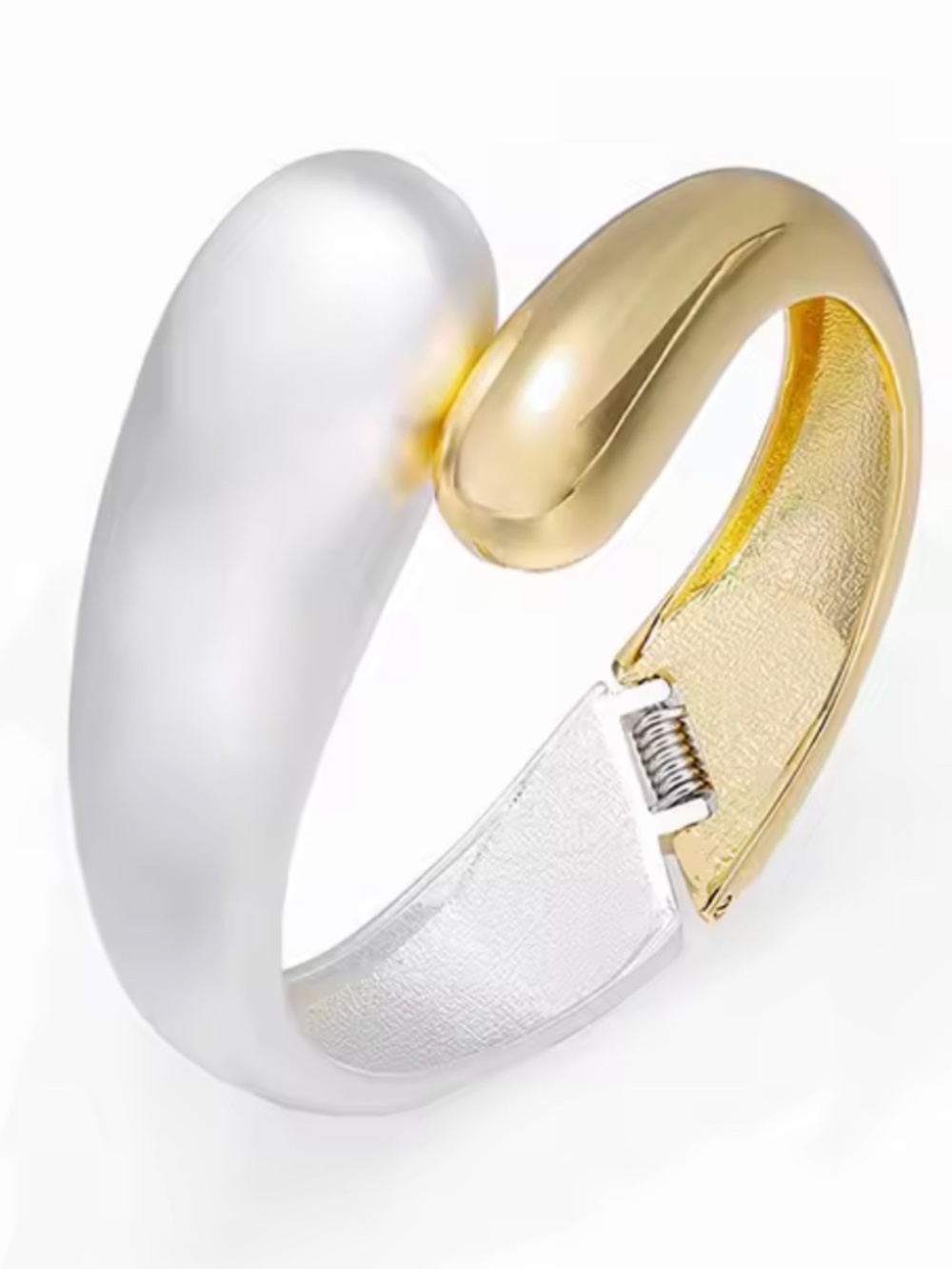 Bicolor Smooth Irregular Geometric Cuff Bangle